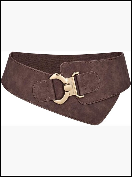 Vintage Wide Elastic Stretch Waist Belt with Gold Interlock Buckle main image 4